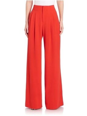 Alice + Olivia Eloise Pleated Red Wide Leg Pants Size 6
